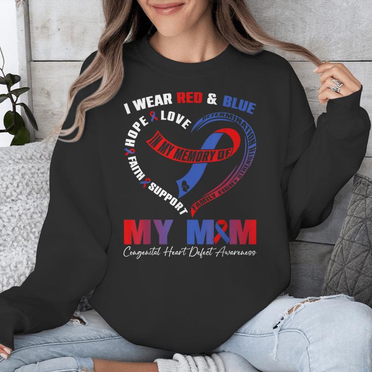 I Wear Red & Blue In My Memory Of My Mom CHD Awareness Month Unisex Sweatshirt