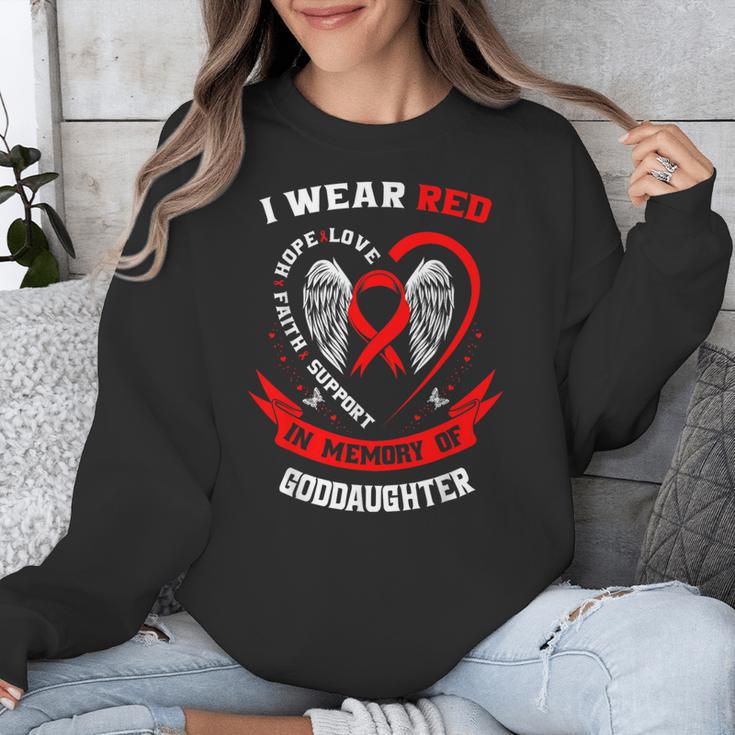 I Wear Red In Memory Of Goddaughter Heart Disease Awareness Unisex Sweatshirt