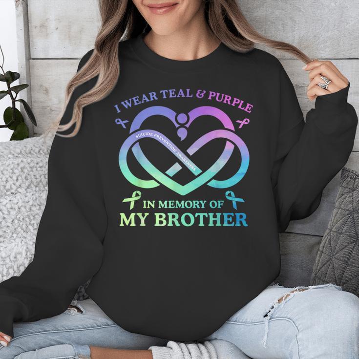 I Wear Teal & Purple Memory Of My Brother Suicide Prevention Unisex Sweatshirt