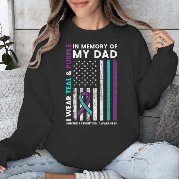 I Wear Teal & Purple In Memory Of My Dad Suicide Prevention Unisex Sweatshirt