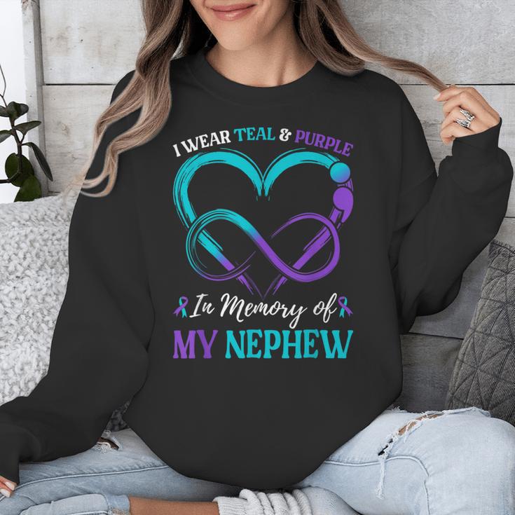 I Wear Teal & Purple In Memory Of My Nephew Unisex Sweatshirt