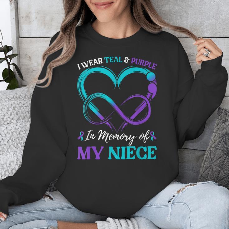 I Wear Teal & Purple In Memory Of My Niece Unisex Sweatshirt I Wear Teal & Purple In Memory Of My Niece Unisex Sweatshirt