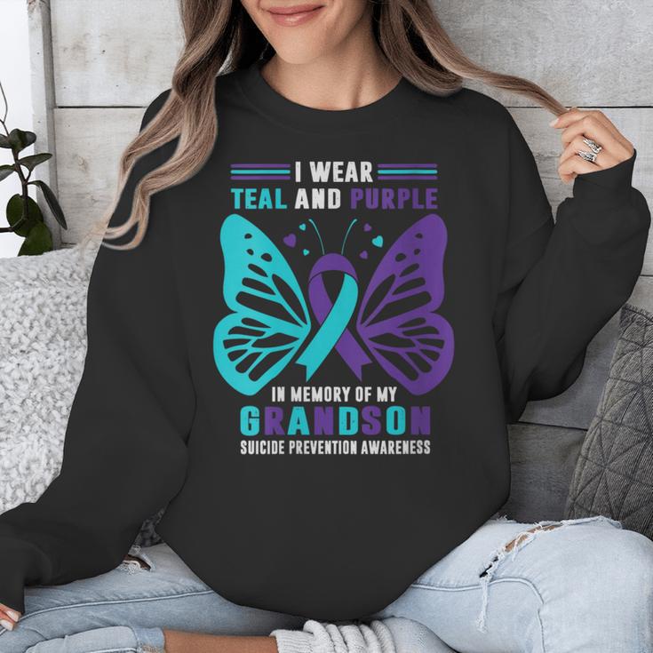 I Wear Teal And Purple In Memory Of My Grandson Unisex Sweatshirt I Wear Teal And Purple In Memory Of My Grandson Unisex Sweatshirt