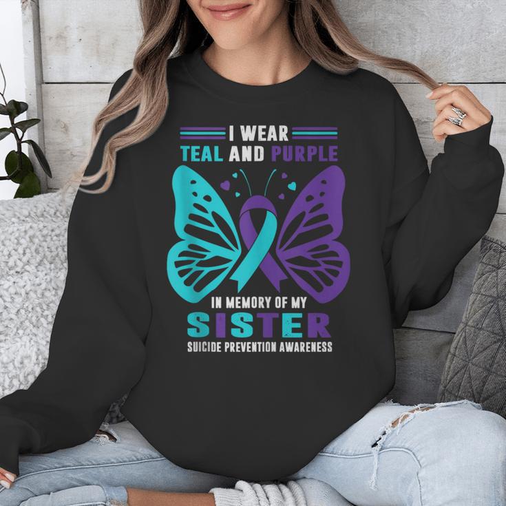 I Wear Teal And Purple In Memory Of My Sister Unisex Sweatshirt I Wear Teal And Purple In Memory Of My Sister Unisex Sweatshirt