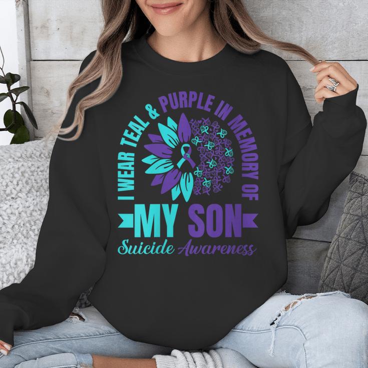 I Wear Teal Purple In Memory Of My Son Suicide Awareness Unisex Sweatshirt