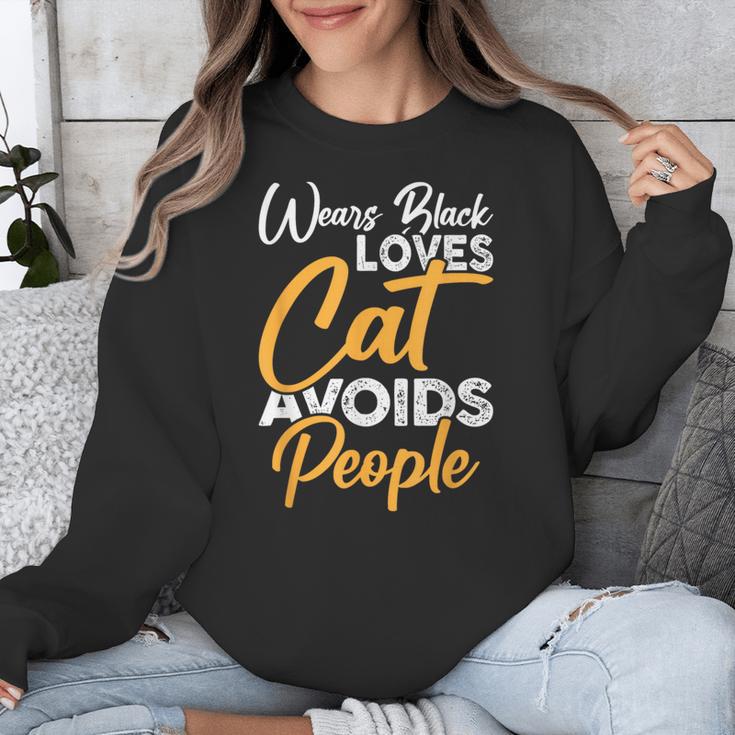 Wears Loves Cats Avoids People I Introvert Unisex Sweatshirt Wears Loves Cats Avoids People I Introvert Unisex Sweatshirt