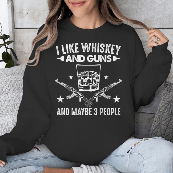 I Like Whiskey And Guns And Maybe 3 People Introvert Unisex Sweatshirt