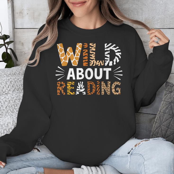Wild About Reading Animal Bookworm Library Book Lover Reader Unisex Sweatshirt