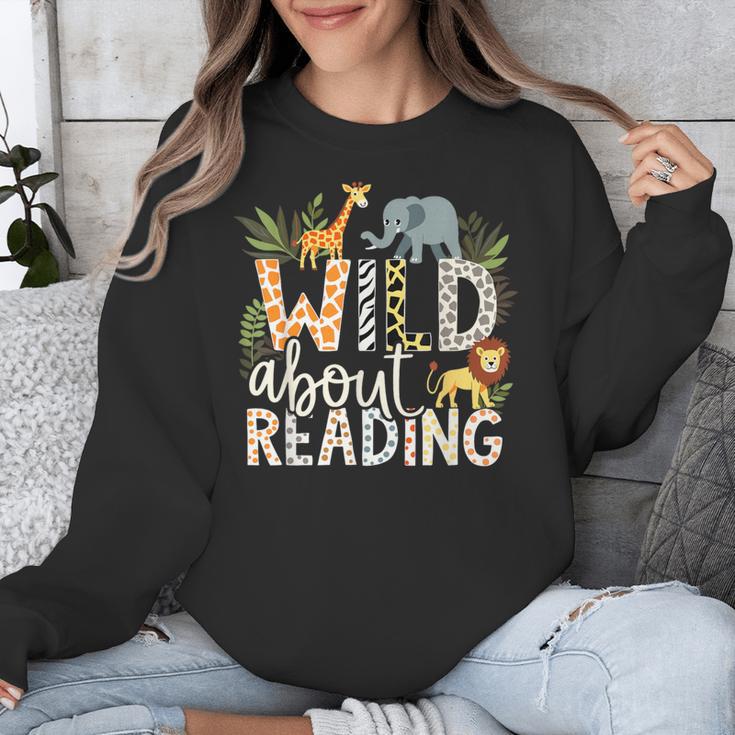 Wild About Reading Animals And Book Lovers Unisex Sweatshirt