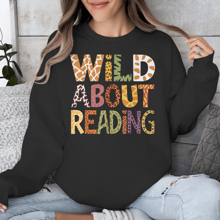 Wild About Reading Book Animal Children's Book Lover Teacher Unisex Sweatshirt