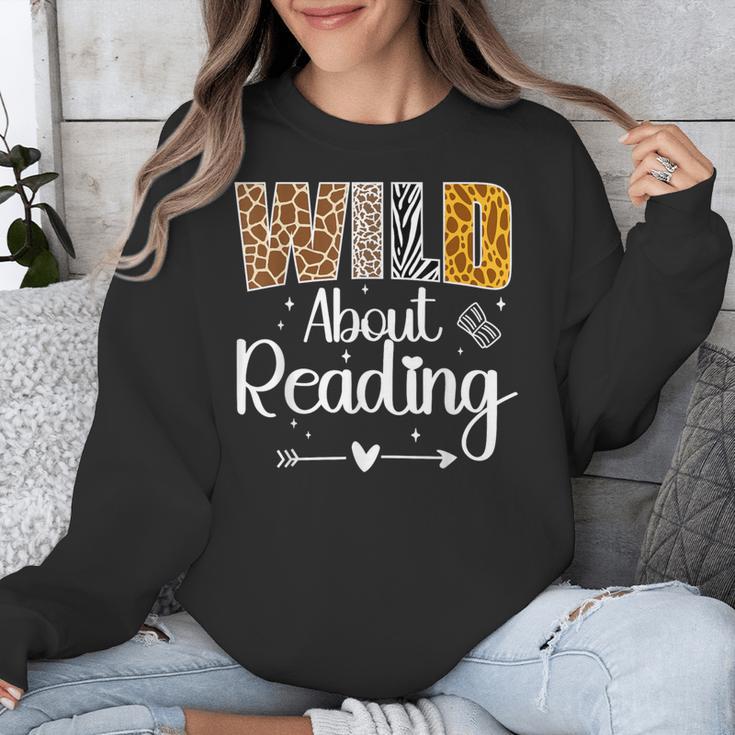 Wild About Reading Book Lover Bookworm Library Day Unisex Sweatshirt