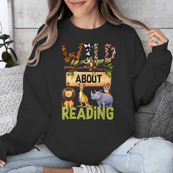 Wild About Reading Reading Books And Bookworm Library Day Unisex Sweatshirt