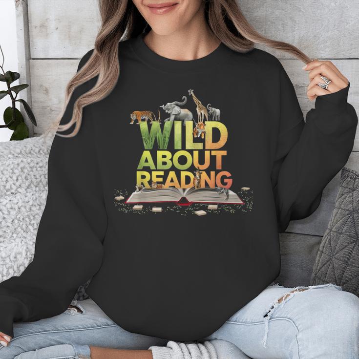 Wild About Reading Books Lovers Novelty Bookworm Library Day Unisex Sweatshirt