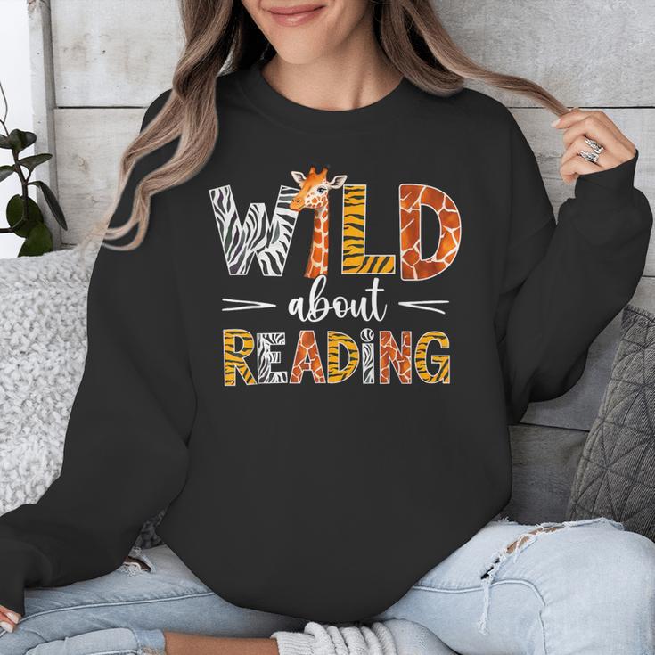 Wild About Reading Books Reader Teachers Kids Librarian Unisex Sweatshirt
