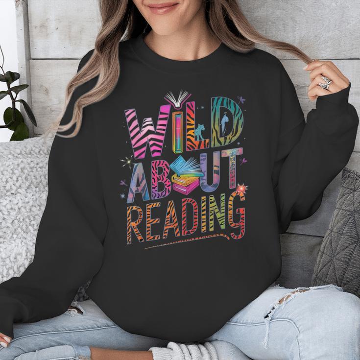 Wild About Reading Books Readers Lovers Bookworm Library Day Unisex Sweatshirt