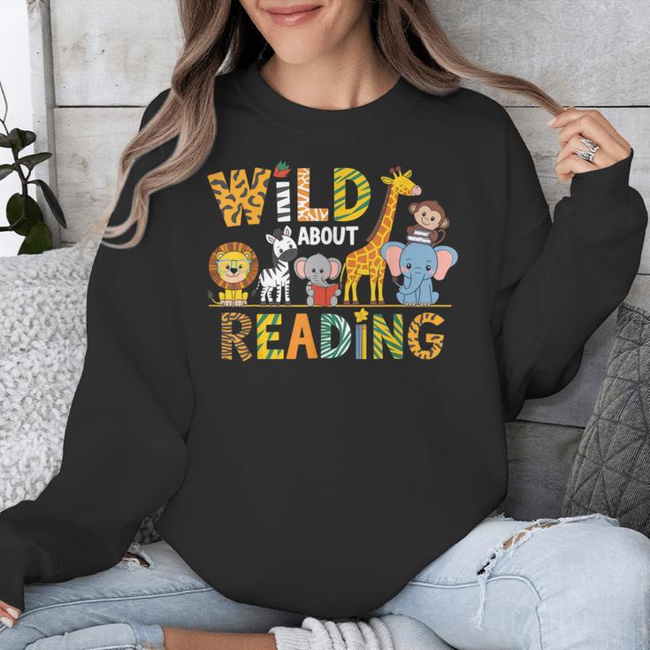 Wild About Reading Kid Love Wild Animal Books Back To School Unisex Sweatshirt Wild About Reading Kid Love Wild Animal Books Back To School Unisex Sweatshirt