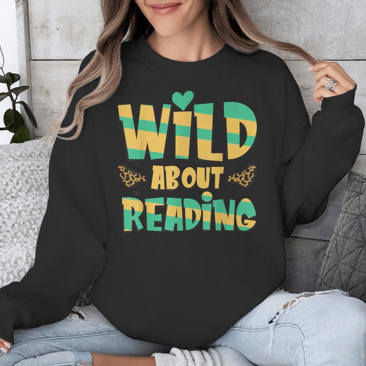 WILD ABOUT READING I Love Books Bookworm Library Day Unisex Sweatshirt