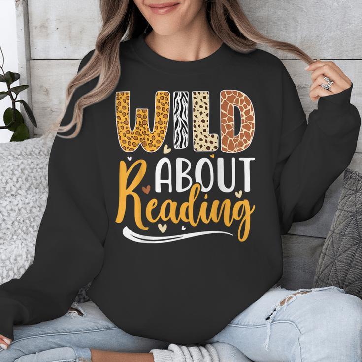 Wild About Reading Lover Bookworm Library Teacher Zoo Animal Unisex Sweatshirt