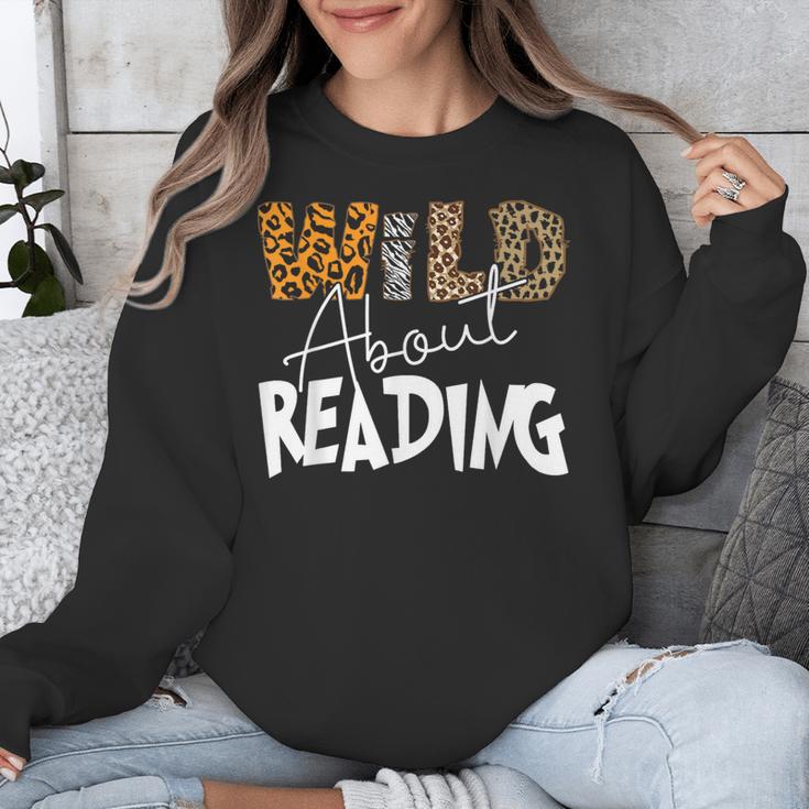 WILD ABOUT READING Reading Books Bookworm Library Day Unisex Sweatshirt