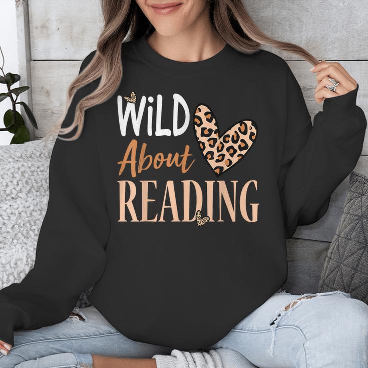 Wild About Reading Teacher Books Reader Lovers Leopard Zebra Unisex Sweatshirt
