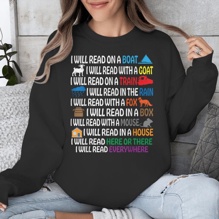 I Will Read Books On A Boat & Everywhere Reading Kids Book Unisex Sweatshirt