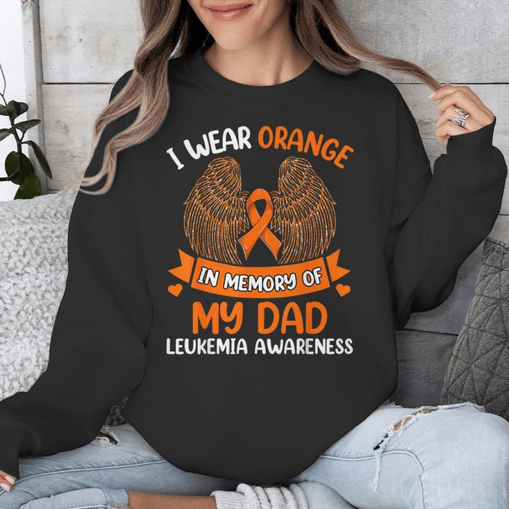 Wings Leukemia Shirt I Wear Orange In Memory Of My Dad Unisex Sweatshirt