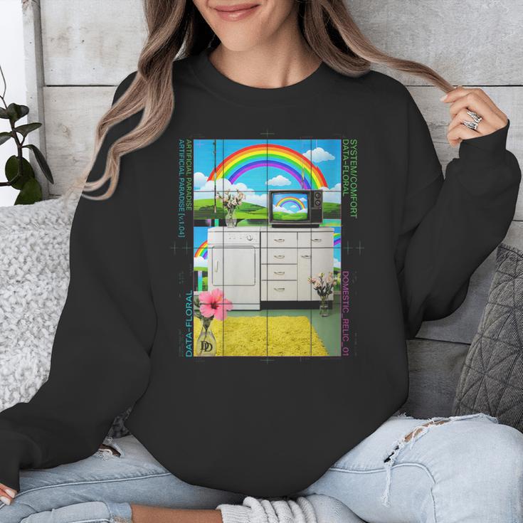 Women's Frutiger Aero Aesthetic Rainbow Glitch Art Unisex Sweatshirt