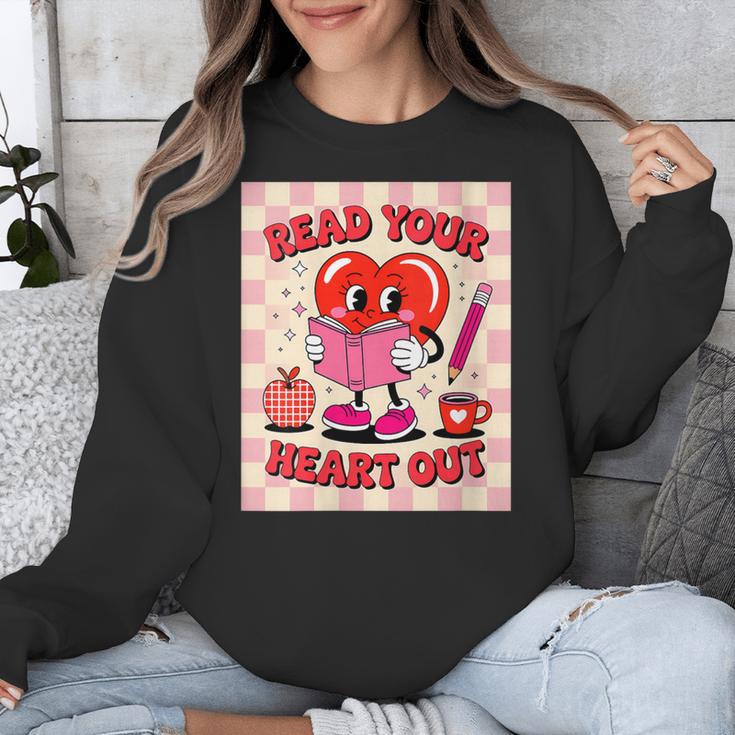 Women's Read Your Heart Out Groovy Bookish Valentine Day Women Girls Unisex Sweatshirt Women's Read Your Heart Out Groovy Bookish Valentine Day Women Girls Unisex Sweatshirt