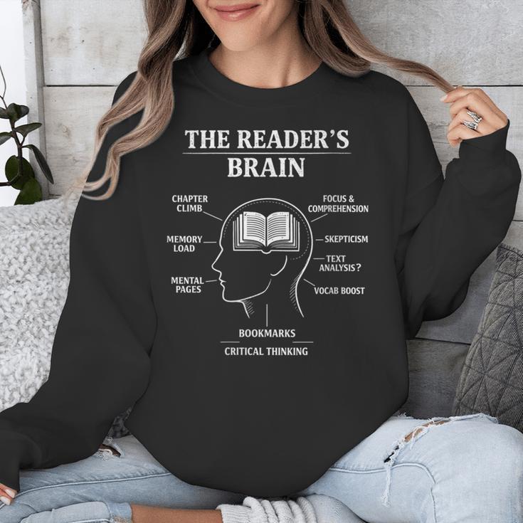 Women's The Reader’s Brain Book Lover Reading Diagram Graphic Unisex Sweatshirt Women's The Reader’s Brain Book Lover Reading Diagram Graphic Unisex Sweatshirt
