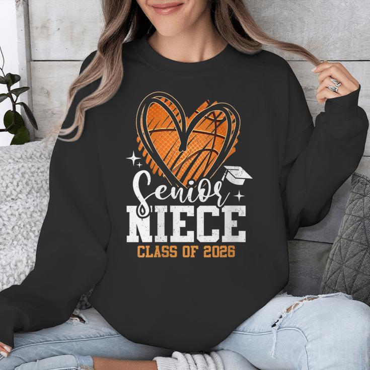 Women's Senior Niece Class Of 2026 Basketball Graduation Heart Unisex Sweatshirt