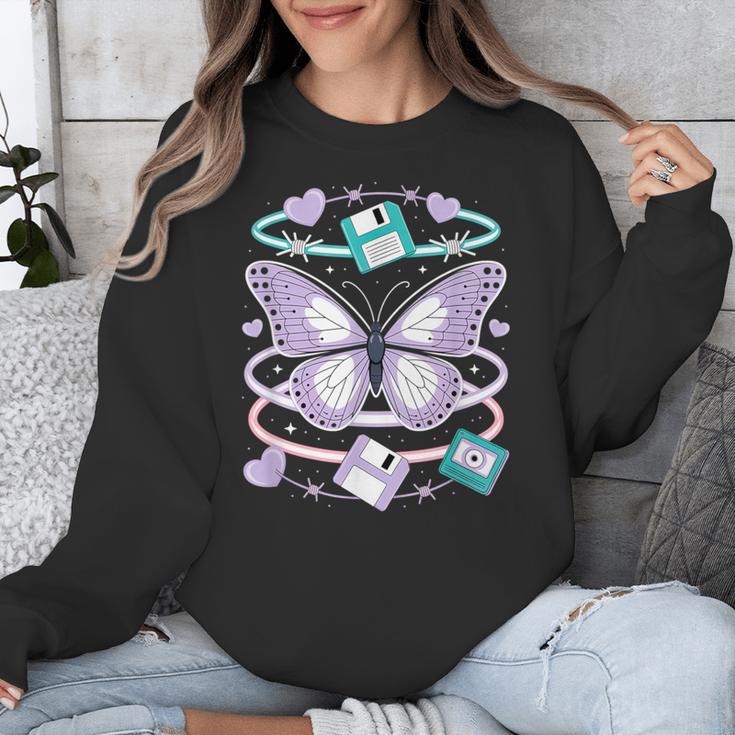 Y2K Butterfly Floppy Disk Art Digital Nostalgia Unisex Sweatshirt