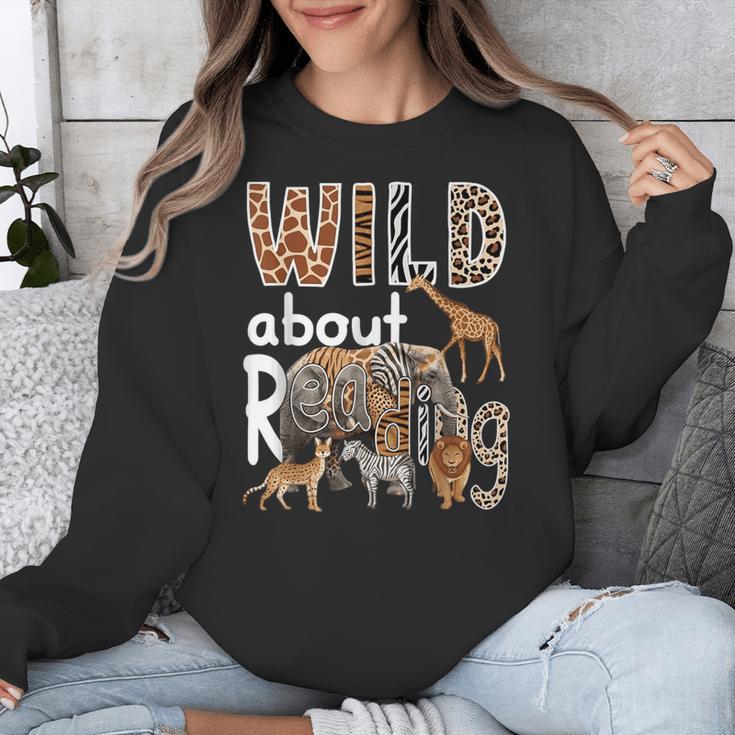 Zoo Animals Wild About Reading Books Reader Lover Librarian Unisex Sweatshirt Zoo Animals Wild About Reading Books Reader Lover Librarian Unisex Sweatshirt