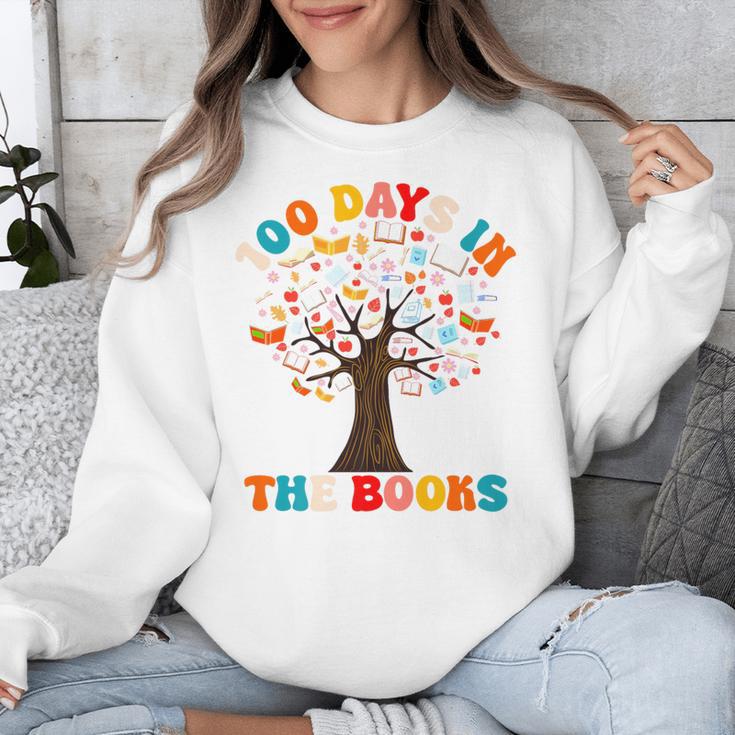 100 Days In The Books Reading Teacher 100th Day Of School Premium Unisex Sweatshirt
