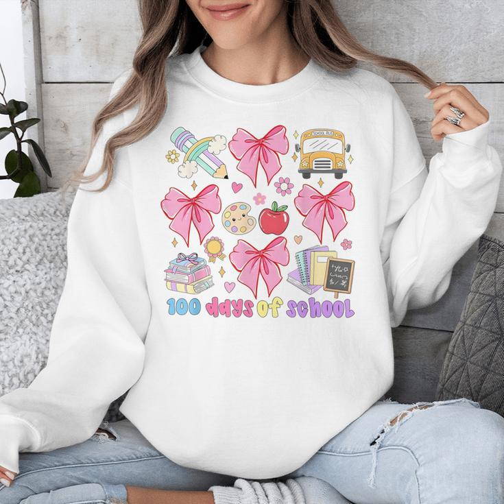 100 Days Of School Coquette Bow School Bus Pencil Books Unisex Sweatshirt 100 Days Of School Coquette Bow School Bus Pencil Books Unisex Sweatshirt