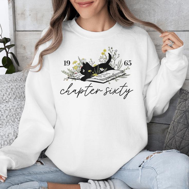 1965 Chapter Sixty Book Cat Lover 60th Birthday For Men Women Unisex Sweatshirt