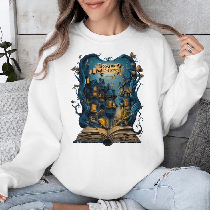 4 Books Are Portable Magic Bookish Reading Nerd Quote Unisex Sweatshirt