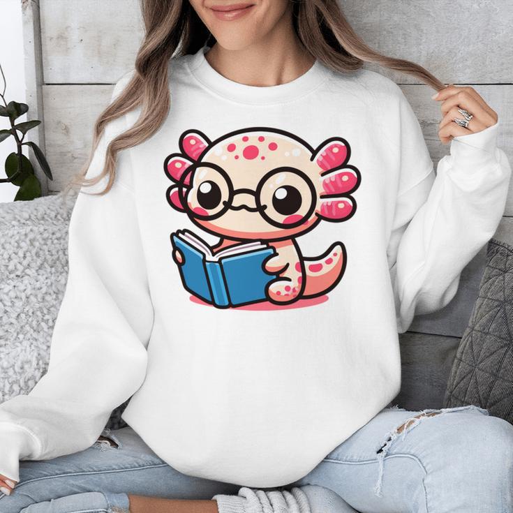 Adorable Book Lover Axolotl With Reading Glasses Cute Unisex Sweatshirt Adorable Book Lover Axolotl With Reading Glasses Cute Unisex Sweatshirt