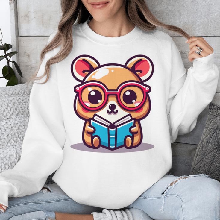Adorable Book Lover Quokka With Reading Glasses Cute Unisex Sweatshirt