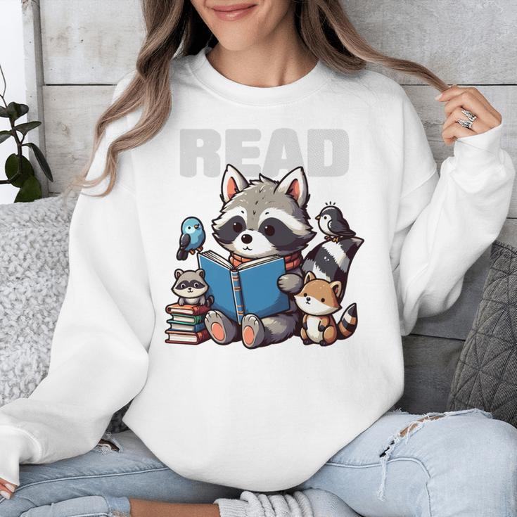 Animals Raccoon Reading Book Librarian Across America Kids Unisex Sweatshirt