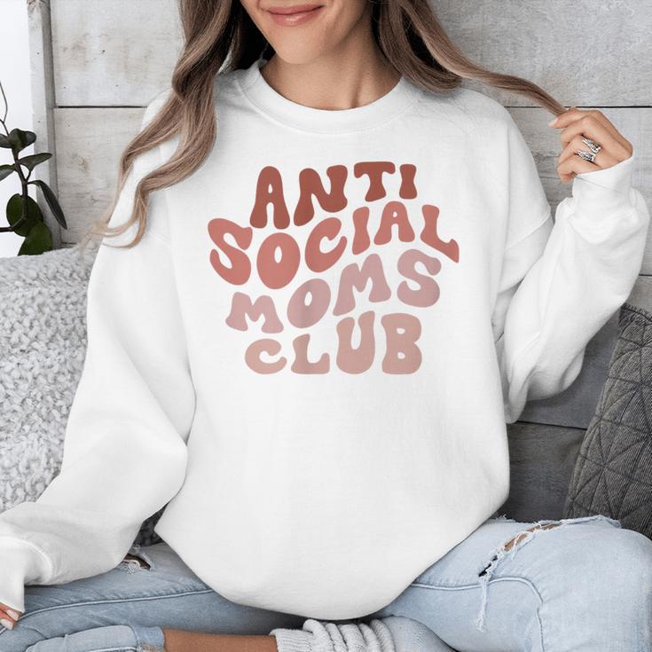 Anti Social Moms Club On Back Retro Introvert Unsociable Unisex Sweatshirt