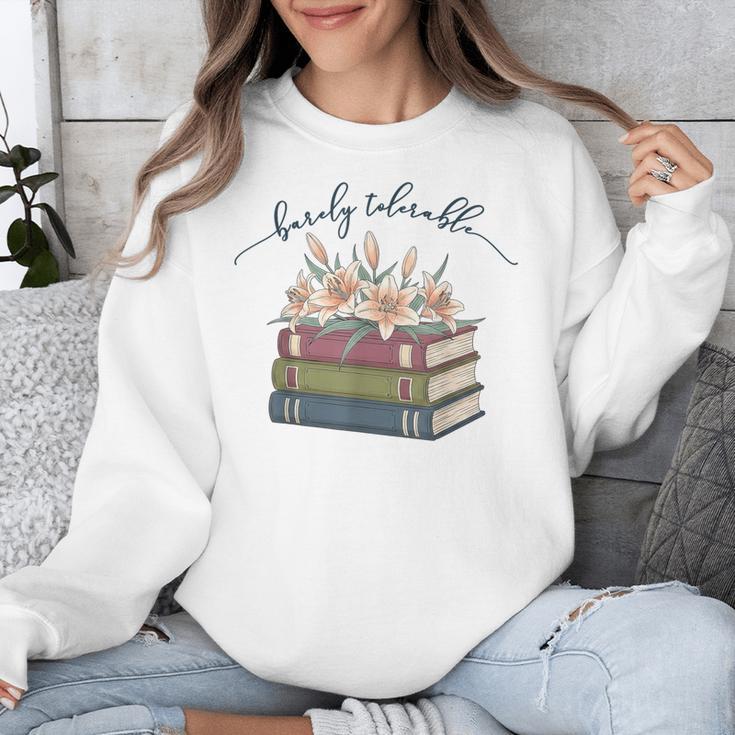 Barely Tolerable Book Lover Floral Quote Pride And Prejudice Unisex Sweatshirt