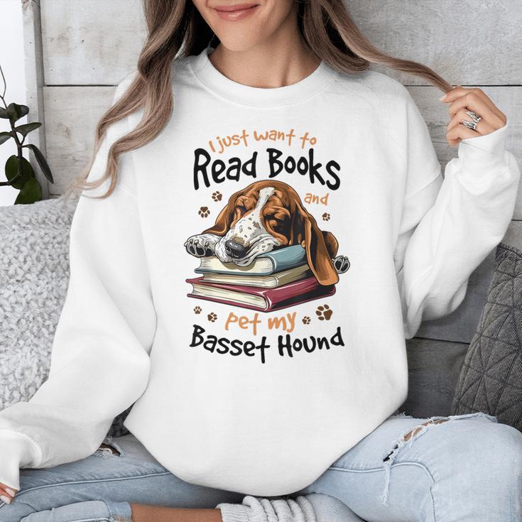 Basset Hound Dog Breed I Just Want To Read Books And Pet My Unisex Sweatshirt Basset Hound Dog Breed I Just Want To Read Books And Pet My Unisex Sweatshirt
