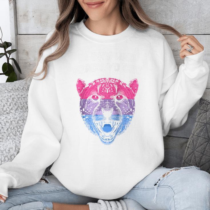 Bi Shy And Ready To Cry Bisexual Introvert Bi Pride Raglan Baseball Tee Unisex Sweatshirt