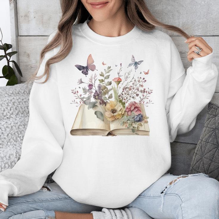 Book Flowers And Butterfly Beautiful Reading Reader Graphic Unisex Sweatshirt