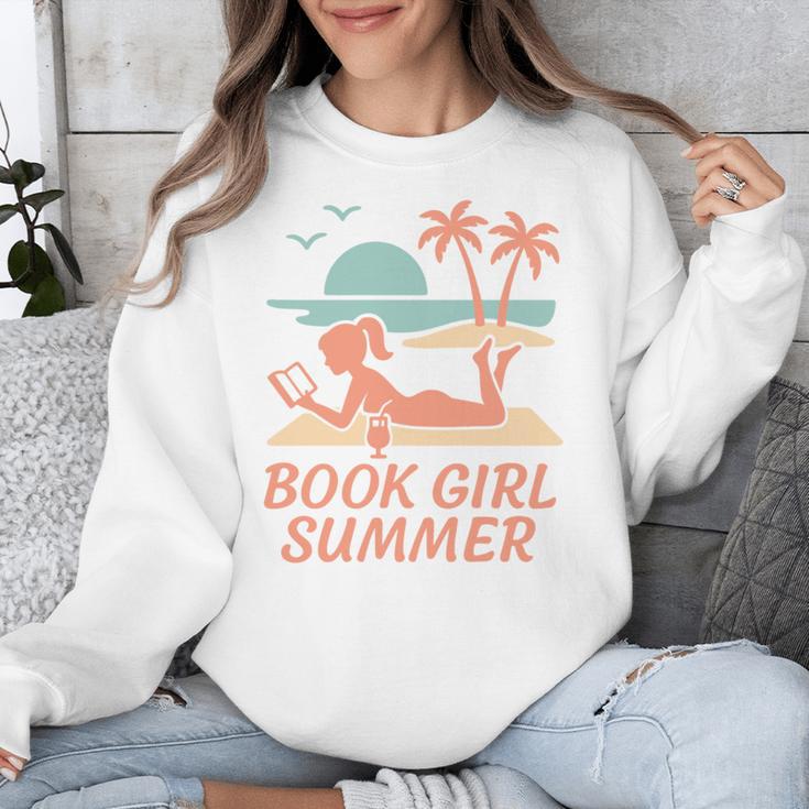 Book Girl Summer Book Reading Retro Sunset Unisex Sweatshirt