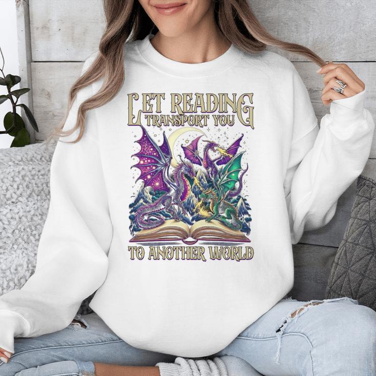 Book Lover Dragon Reading Transport You To Another World Unisex Sweatshirt