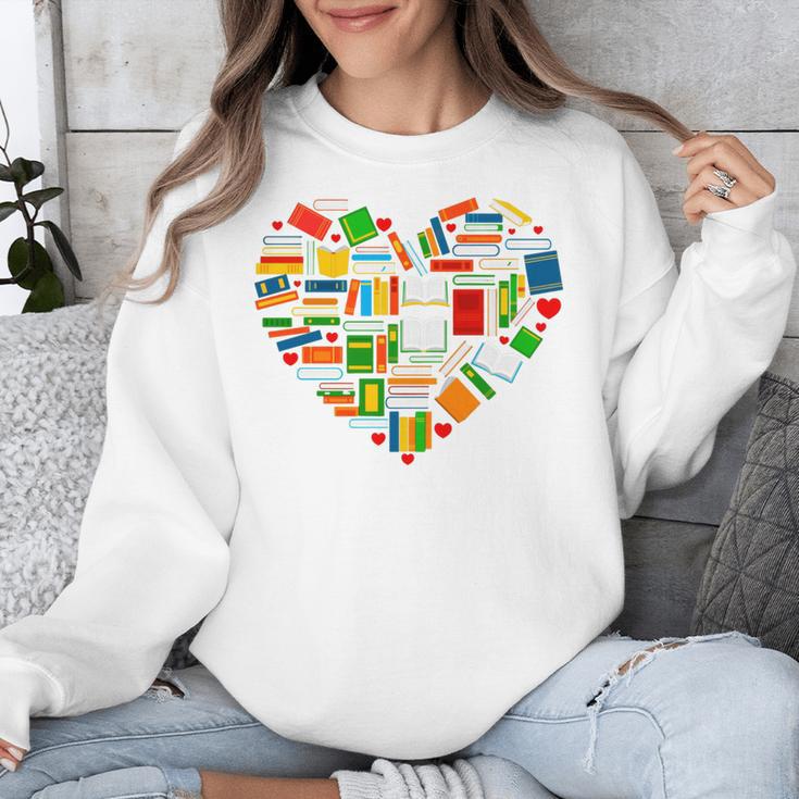 Book Lover Librarian Books Heart Valentine Unisex Sweatshirt