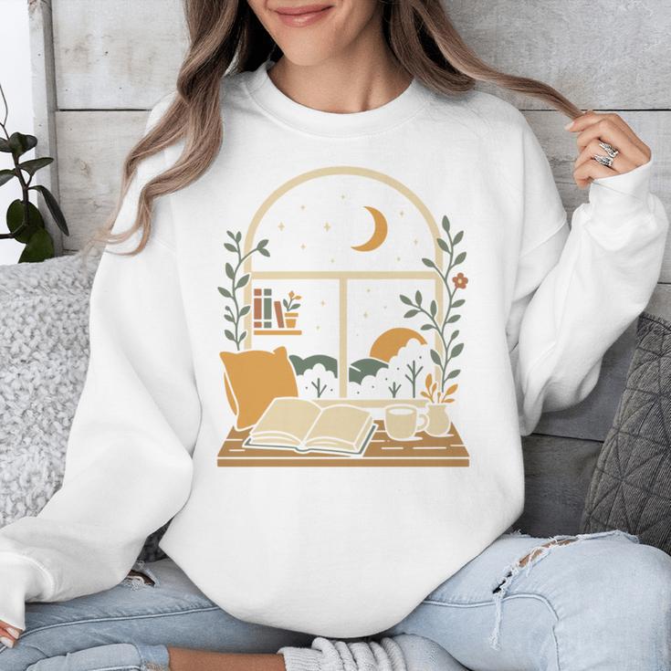 Book Lover Moonlight Reading Scene Night Unisex Sweatshirt