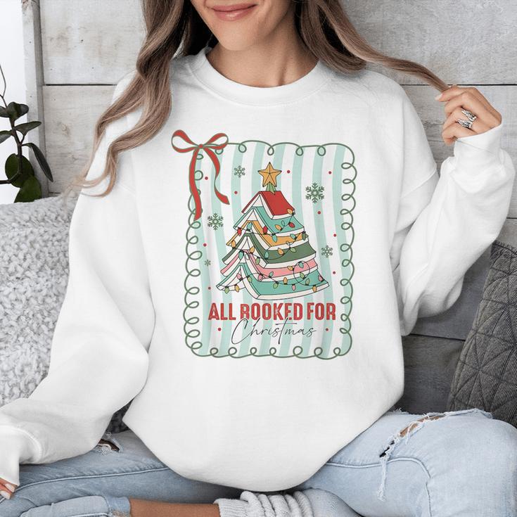 All Booked For Christmas Book Xmas Tree Coquette Bow Lights Unisex Sweatshirt All Booked For Christmas Book Xmas Tree Coquette Bow Lights Unisex Sweatshirt