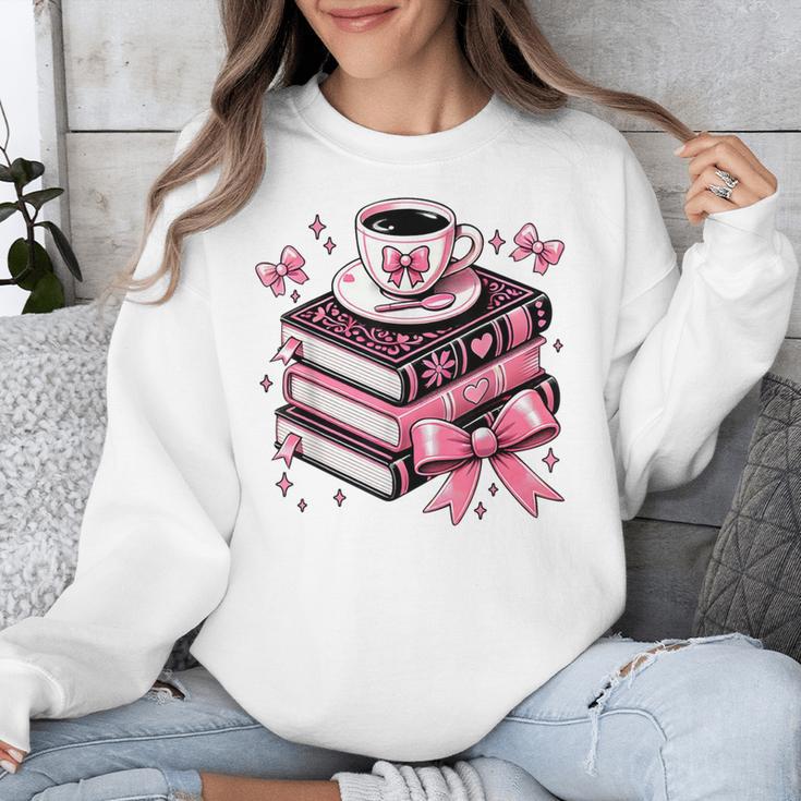 All Booked For Valentine's Teacher Coquette Bow Coffee Book Unisex Sweatshirt All Booked For Valentine's Teacher Coquette Bow Coffee Book Unisex Sweatshirt